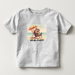 T-shirt Pour Les Tous Petits Capybara at beach says: relax, fluffy