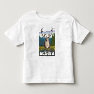 T-shirt Pour Les Tous Petits Caribou dans le sauvage - Wrangell, Alaska