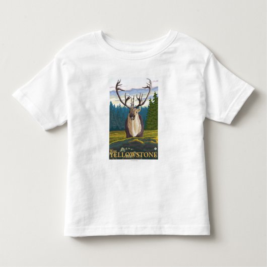 T-shirt Pour Les Tous Petits Caribou dans le sauvage - Yellowstone occidental, (Devant)