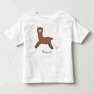 T-shirt Pour Les Tous Petits Caricature d'alpaga brun joli