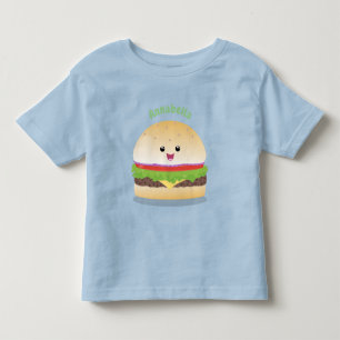 T-shirt Pour Les Tous Petits Caricature de hamburger kawaii joyeux