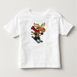 T-shirt Pour Les Tous Petits Caricature de Moose Skier  choisir la couleur arri