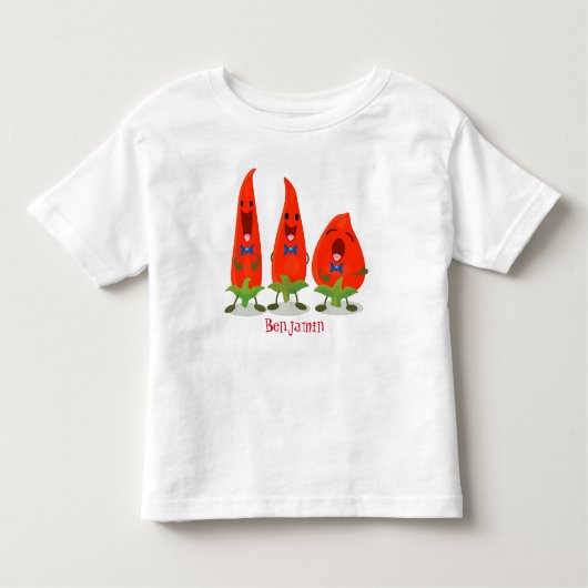 T-shirt Pour Les Tous Petits Caricature de piments chantants mignons (Devant)