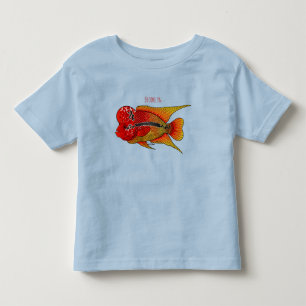 T-shirt Pour Les Tous Petits Caricature de poisson cichlide à fleur