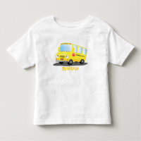 Caricature du bus scolaire jaune joyeux