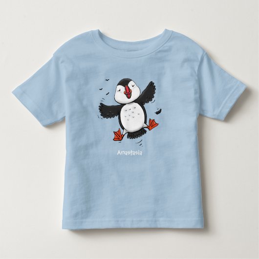 T-shirt Pour Les Tous Petits Caricature en bleu bouffin joyeux (Devant)