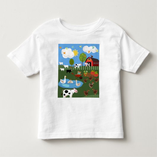 T-shirt Pour Les Tous Petits Caricature joyeux Barnyard Animals Scène (Devant)