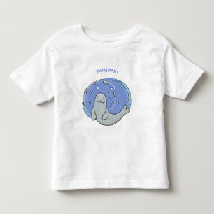 T-shirt Pour Les Tous Petits Caricature joyeux de phoque et de poisson bleu