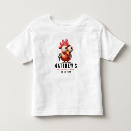 T-shirt Pour Les Tous Petits Caricatures du coq mignonne 3ème anniversaire (Devant)