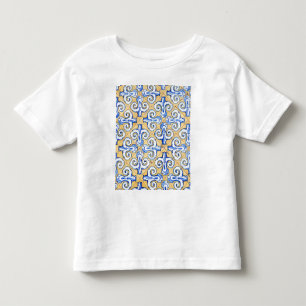 T-shirt Pour Les Tous Petits Carreaux espagnols - Azulejo Bleu, Jaune et Blanc