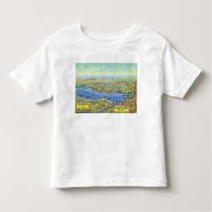 T-shirt Pour Les Tous Petits Carte aérienne de lac et de villes environnantes