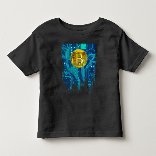 T-shirt Pour Les Tous Petits Carte Bitcoin Cryptomonnaie et circuit (Devant)