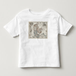 T-shirt Pour Les Tous Petits Carte d'atlas du Danemark avec 5 cartes d'encart