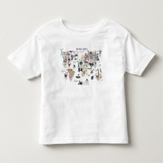 T-shirt Pour Les Tous Petits Carte du monde animal (Devant)
