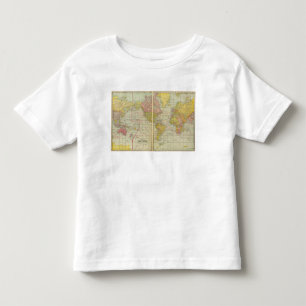 T-shirt Pour Les Tous Petits Carte du monde avec des voies de navigation