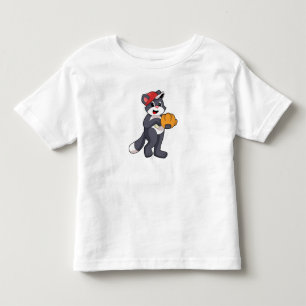 T-shirt Pour Les Tous Petits Cat à base-ball avec ballon de baseball