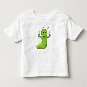 T-shirt Pour Les Tous Petits Caterpillar avec cuillère et fourche
