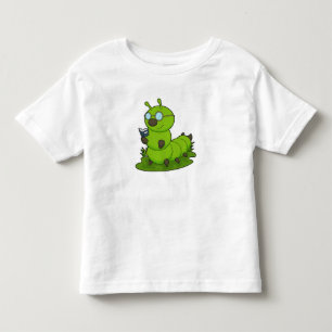 T-shirt Pour Les Tous Petits Caterpillar Nerd avec lunettes et livre