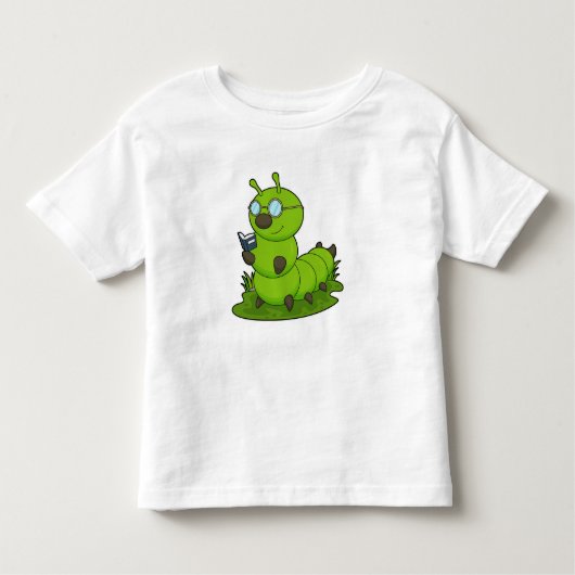 T-shirt Pour Les Tous Petits Caterpillar Nerd avec lunettes et livre (Devant)