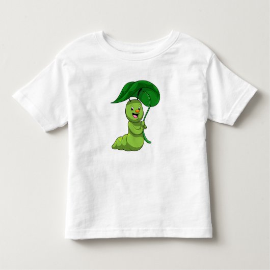 T-shirt Pour Les Tous Petits Caterpillar with Leaf as Parasol (Devant)