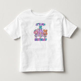 T-shirt Pour Les Tous Petits C'est mon 5ème anniversaire Jolie Fête de Filles K