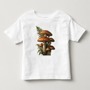 T-shirt Pour Les Tous Petits Champignons Amanite Rouge avec Fougère Botanique