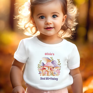 T-shirt Pour Les Tous Petits Champignons violets roses automne 2e anniversaire 