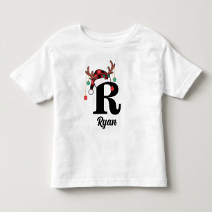 T-shirt Pour Les Tous Petits Chapeau de Santa à carreaux avec monogramme person