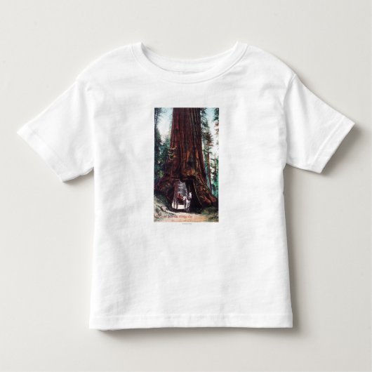 T-shirt Pour Les Tous Petits Chariot voyageant sous un séquoia géant (Devant)