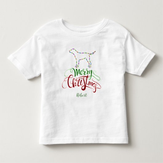 T-shirt Pour Les Tous Petits Charme Joyeux Noël Lampe de Chien Monogramme (Devant)
