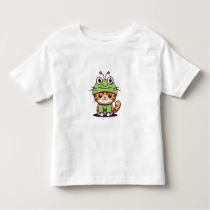T-shirt Pour Les Tous Petits Charming Chat in Frog Casquette - Adorable Baby Ki