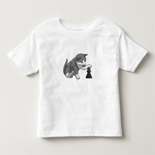 T-shirt Pour Les Tous Petits Chat aux échecs avec pièce d'échecs Évêque (Devant)