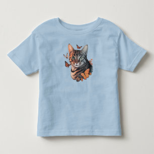 T-shirt Pour Les Tous Petits Chat avec papillons Monarch