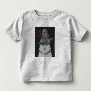 T-shirt Pour Les Tous Petits Chat blanc avec cloche à papillon