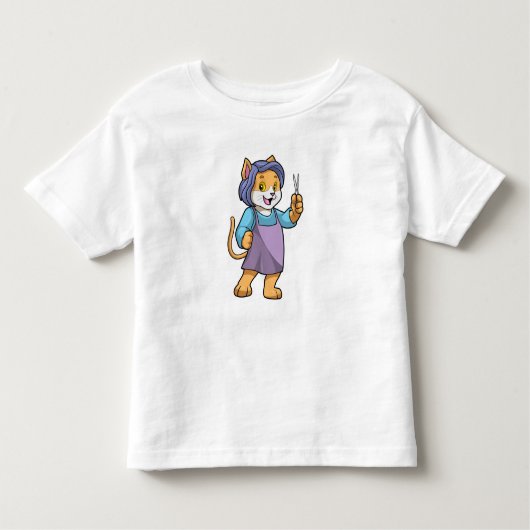 T-shirt Pour Les Tous Petits Chat coiffeur avec ciseaux (Devant)