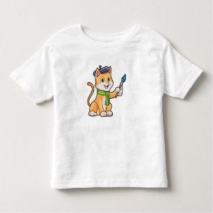 T-shirt Pour Les Tous Petits Chat comme Peintre avec pinceau et écusson