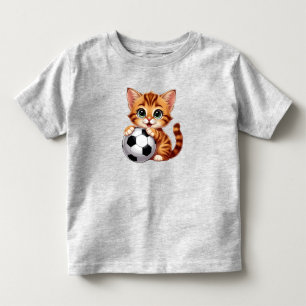 T-shirt Pour Les Tous Petits Chat de dessin animé mignon tenant un ballon de fo