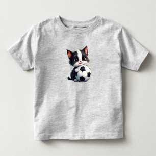 T-shirt Pour Les Tous Petits Chat de dessin animé mignon tenant un ballon de fo