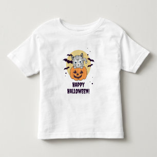 T-shirt Pour Les Tous Petits Chat En Citrouille Chats Doux Joyeux Halloween
