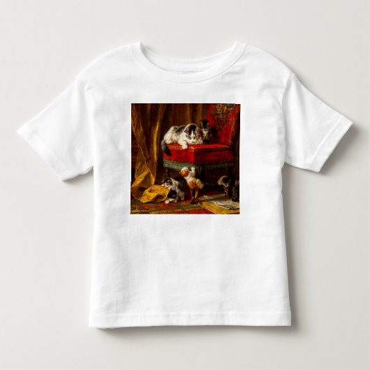 T-shirt Pour Les Tous Petits Chat et chatons Jouer avec chaise (Devant)