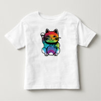 Chat japonais de bonne chance avec arc-en-ciel