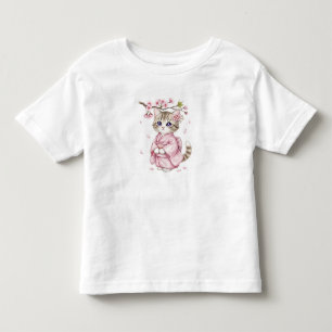 T-shirt Pour Les Tous Petits Chat Kawaii sous branche de Sakura, par Natasha Us