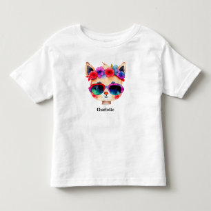 T-shirt Pour Les Tous Petits Chat mignon en lunettes de soleil Personnalisé