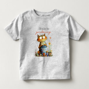 T-shirt Pour Les Tous Petits Chat mignon fantaisiste "J'aimerais mieux jardiner