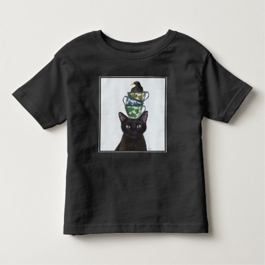 T-shirt Pour Les Tous Petits Chat noir avec Teups et Blackbird (Devant)