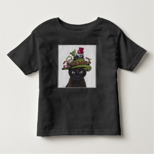 T-shirt Pour Les Tous Petits Chat noir avec théière et hibou