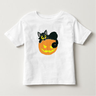 T-shirt Pour Les Tous Petits Chat noir d'Halloween et Citrouille