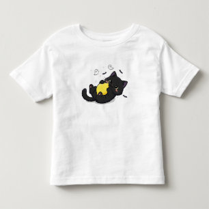 T-shirt Pour Les Tous Petits Chat noir Éffrayant et son citron