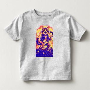 T-shirt Pour Les Tous Petits Chat Rockstar Électrisant Jouant de la Guitare