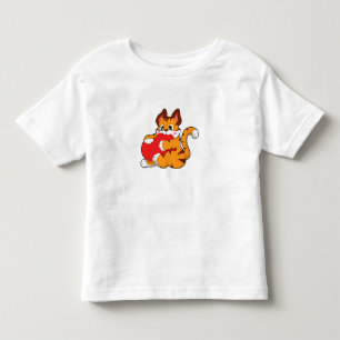 T-shirt Pour Les Tous Petits Chat tigre à l'amour avec coeur.PNG